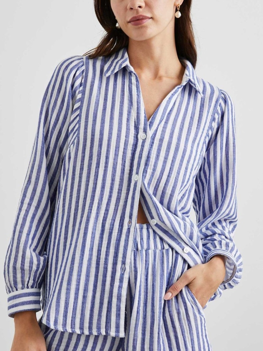 Rails Lo Shirt Anacapa Stripe Gauze Top Size Small Beach Coastal Organic Cotton